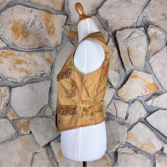 Ralph Lauren Blue Label Rare c. 1990s Hand Painted Deerskin Fringe Vest | 8 - Picture 3 of 7